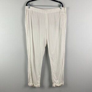 J. Jill Linen Stretch Ankle Pants Womens Large White Pull On Pockets Tapered